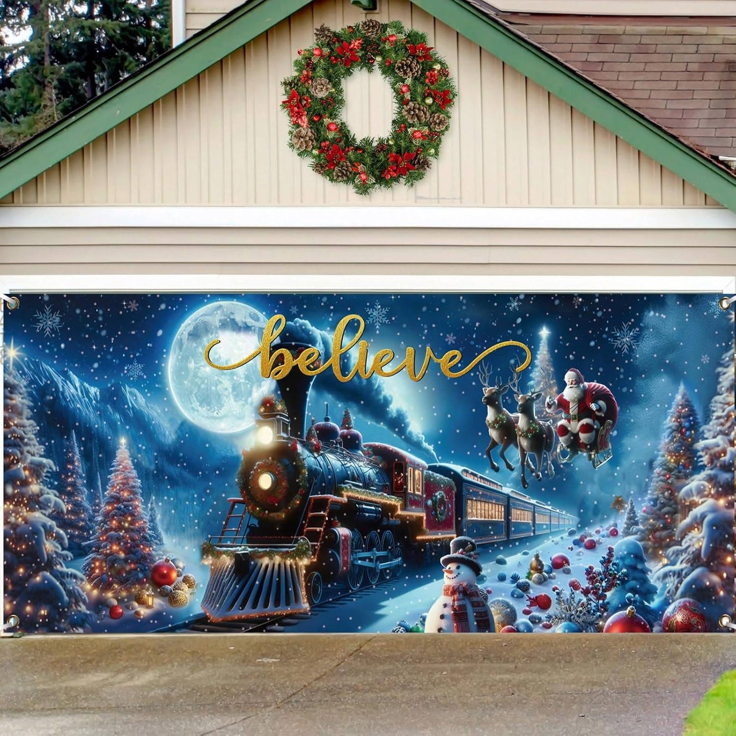 Shineful Garage Door Banner Decoration Christmas Magic