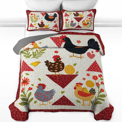 Shineful All Season Quilt 3-Piece Set Chicken Mom