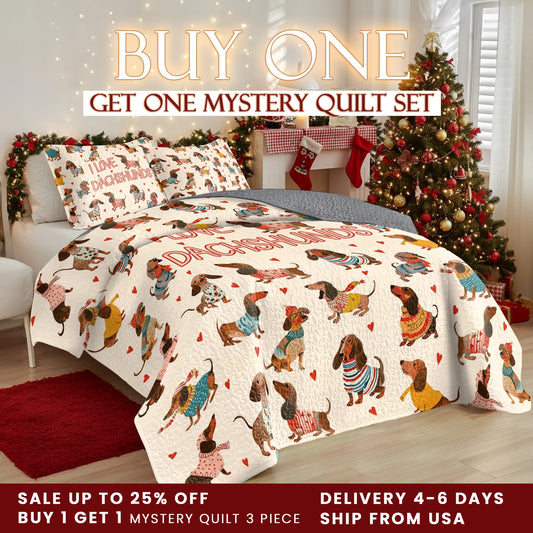 Shineful Quilt 3-Piece Set Dachshund Lovely Delight