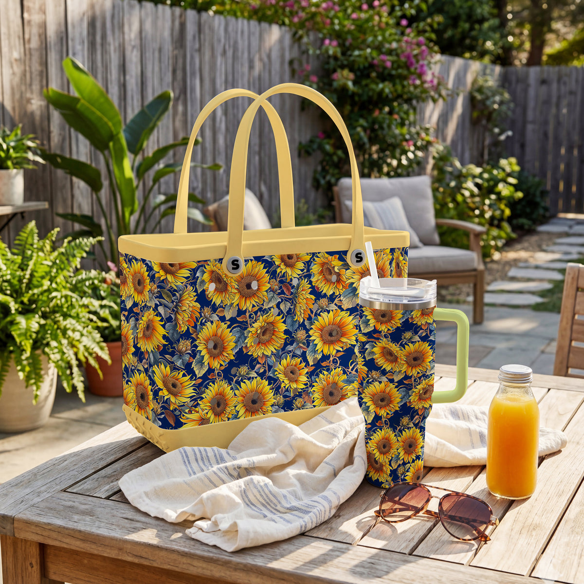 Shineful Bundle Beach Bag And Tumbler Gorgeous Flower