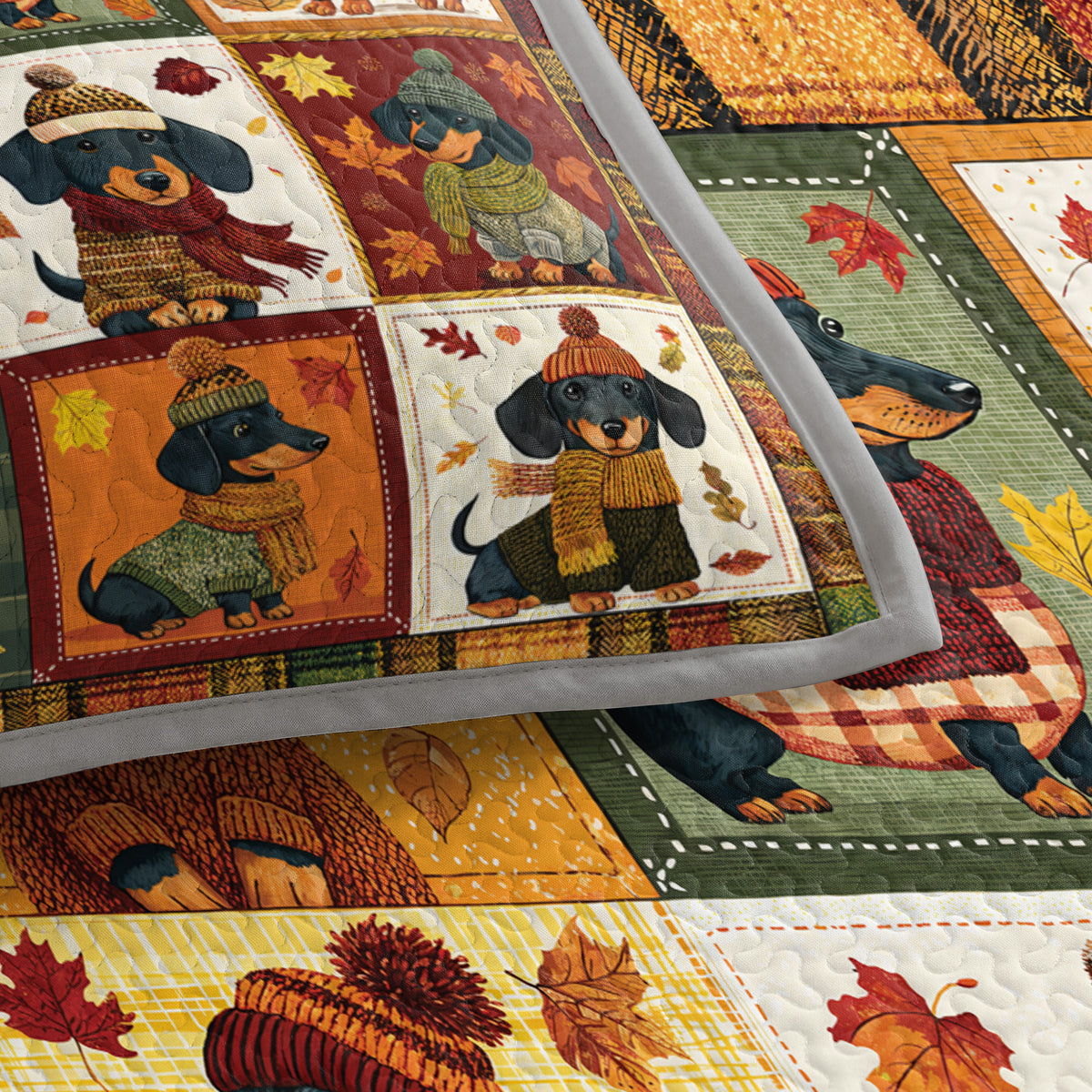 Shineful Quilt 3-Piece Set Snuggle Season Doxies