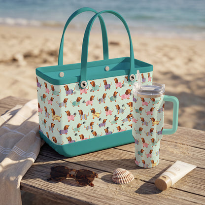Shineful Bundle Beach Bag And Tumbler Colorful Dachshund