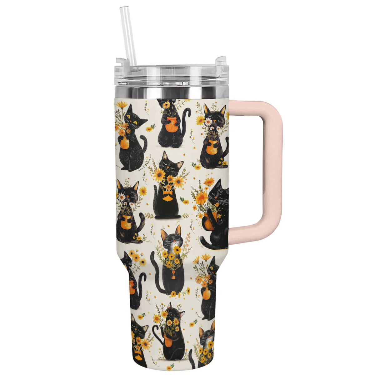 Shineful Tumbler Cat And Yellow Flower