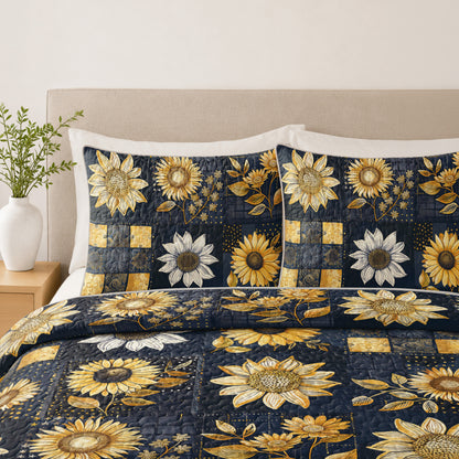 Shineful Quilt 3-Piece Set Inelegance Sunflowers