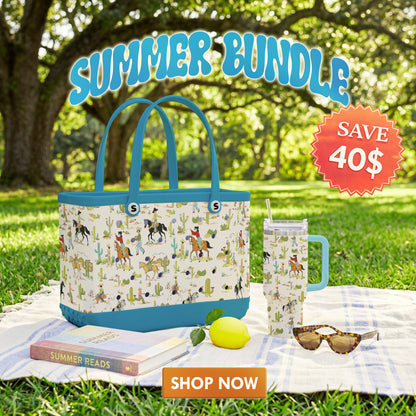 Shineful Bundle Beach Bag And Tumbler Cowboy Adventure