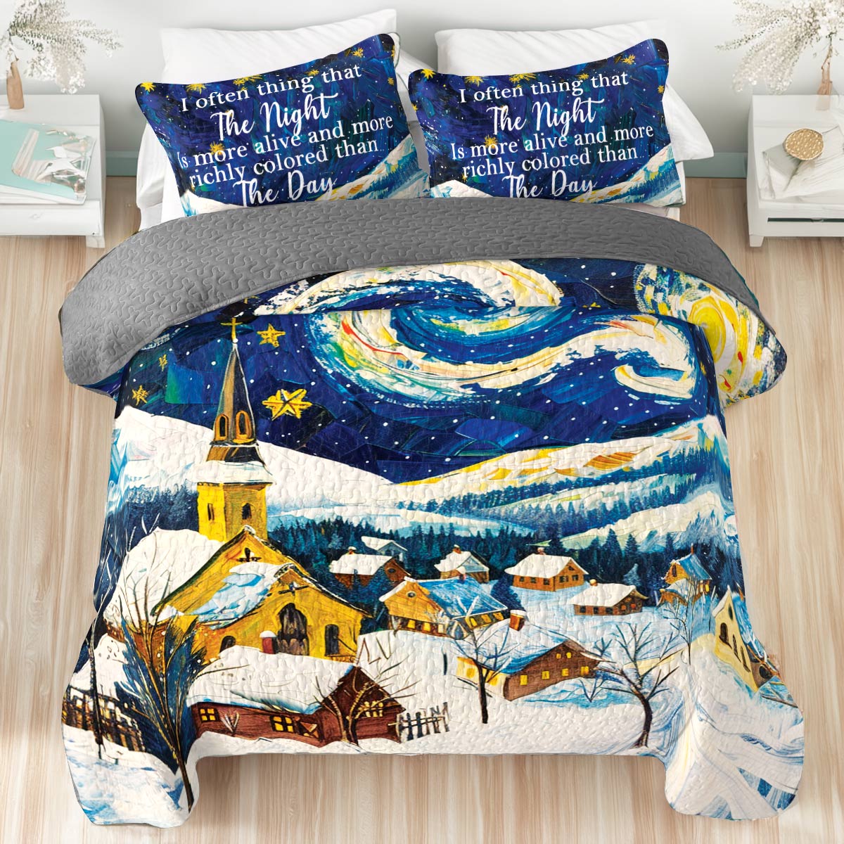 Shineful All Season Quilt 3-Piece Set Starry Village