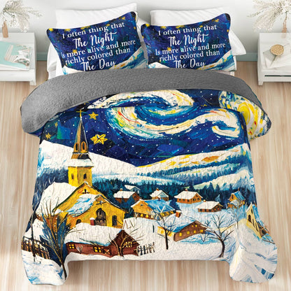 Shineful All Season Quilt 3-Piece Set Starry Village