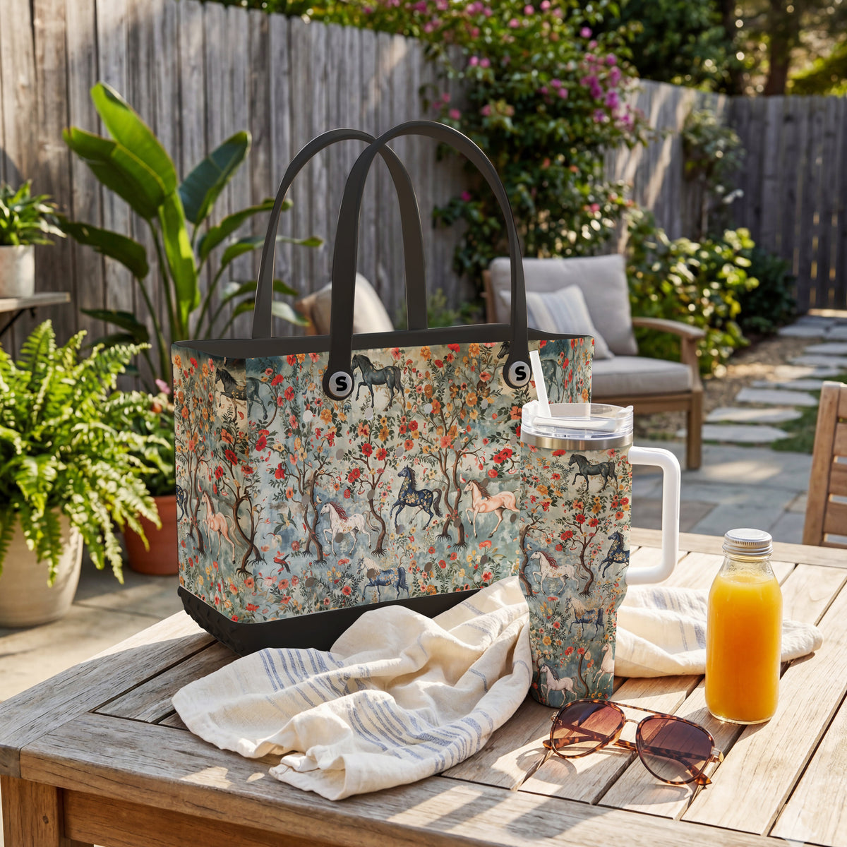 Shineful Bundle Beach Bag And Tumbler Mystical Steeds