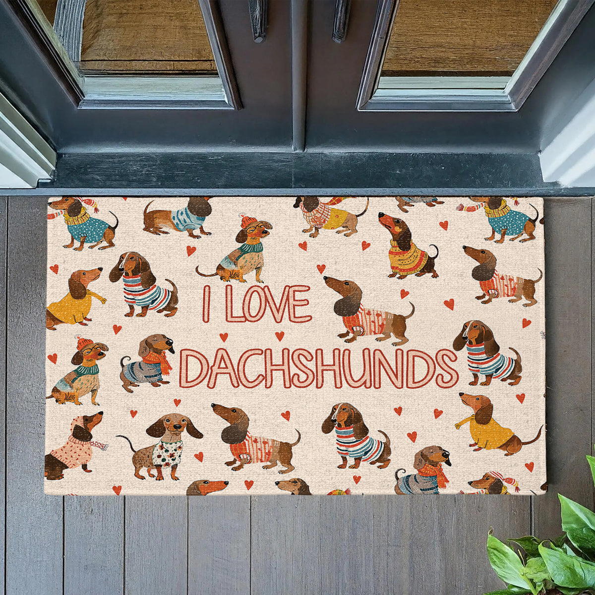 Shineful Dachshund Lovely Delight Ultra-Thin Non Skid Floor Mat, Kitchen Rugs