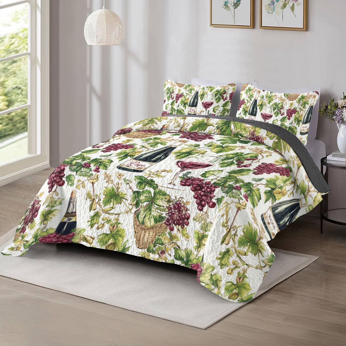 Shineful All Season Quilt 3-Piece Set Rosé Vines