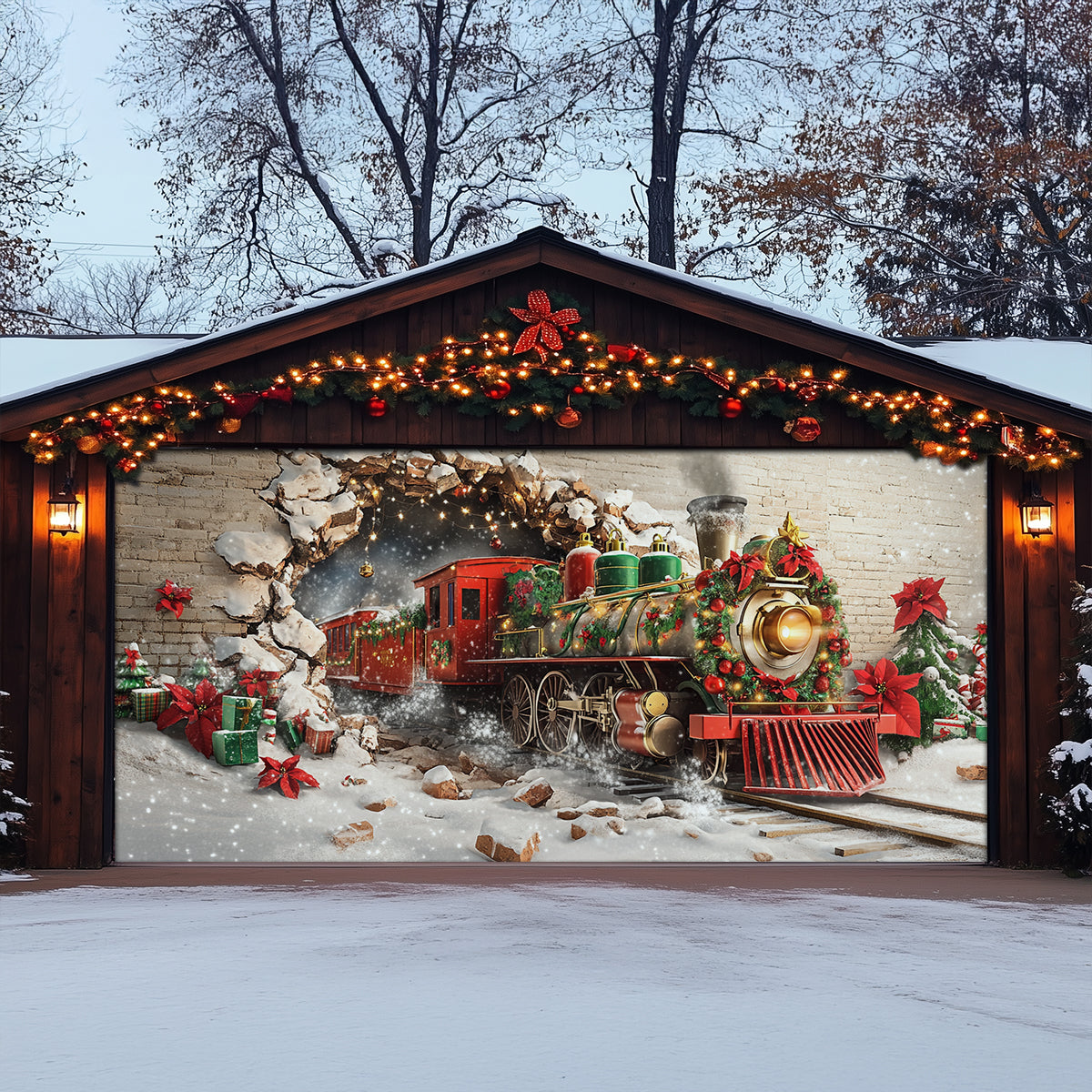Shineful Garage Door Banner Decoration Christmas Track Burst