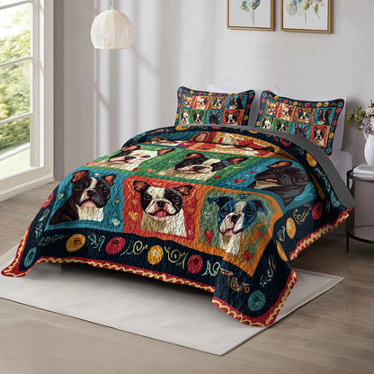 Shineful All Season Quilt 3-Piece Set Vibrant French Bulldog Dreams