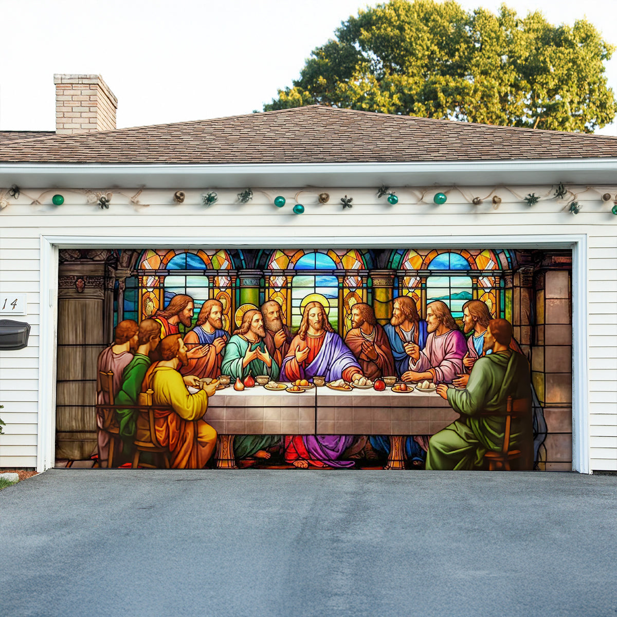 Shineful Garage Door Banner Decoration Last Supper
