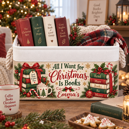 Shineful Personalized Christmas Reading Book Basket