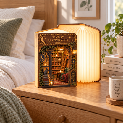 Shineful Fantasy Reading Nook Wooden Book Lamp