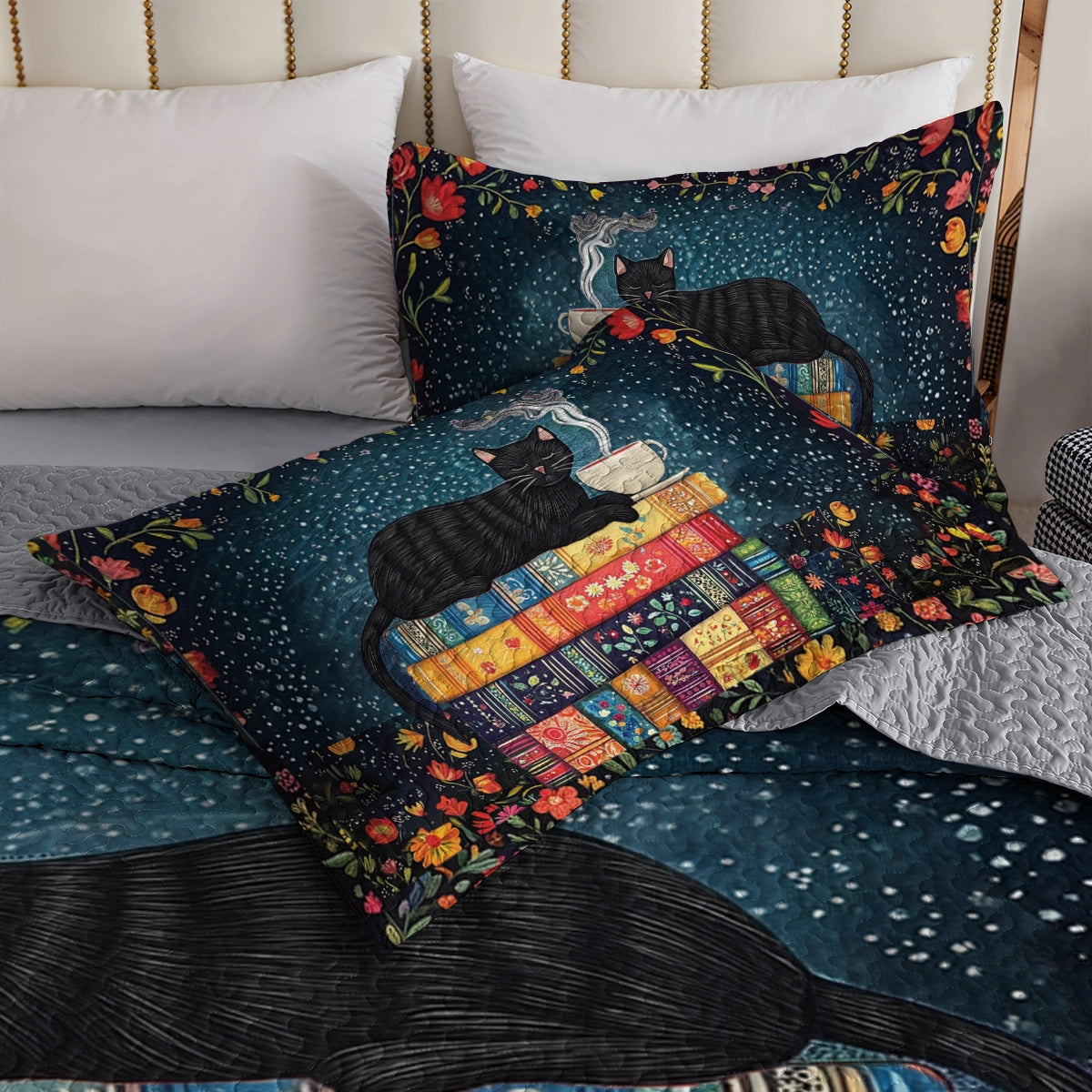 Shineful All Season Quilt 3-Piece Set - Reading Cat Nap