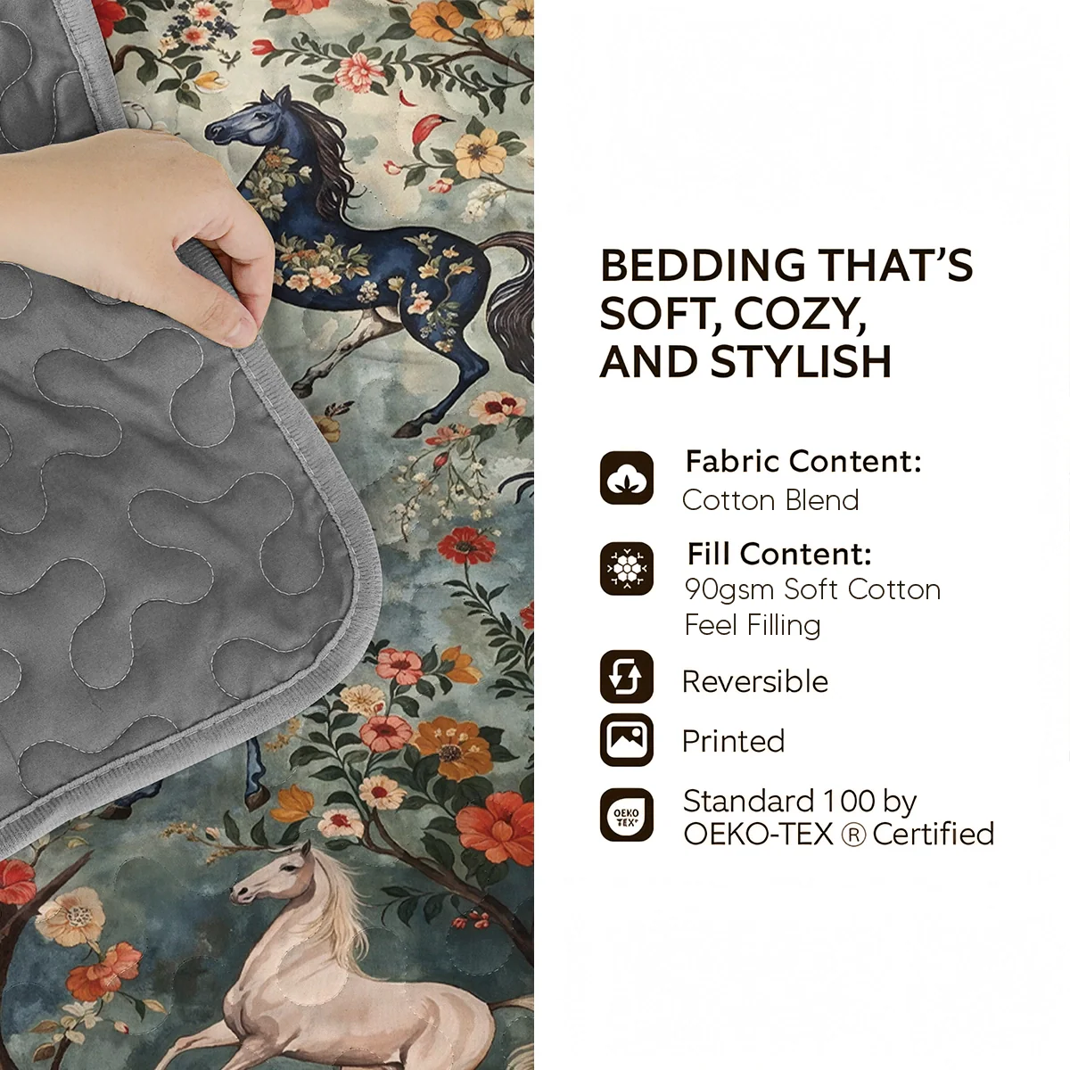 Shineful Quilt 3-Piece Set Mystical Steeds