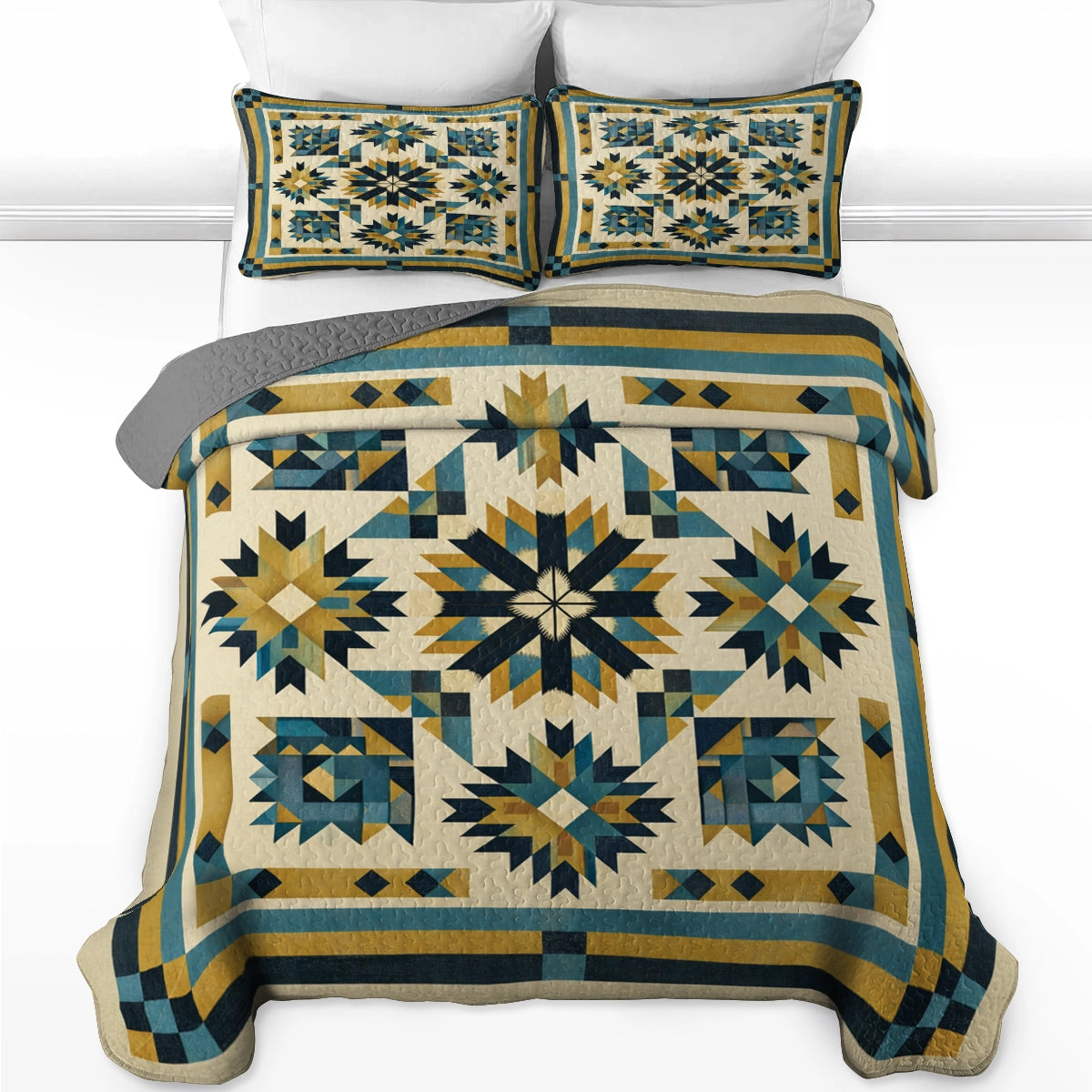 Shineful All Season Quilt 3-Piece Set Desert Compass Star