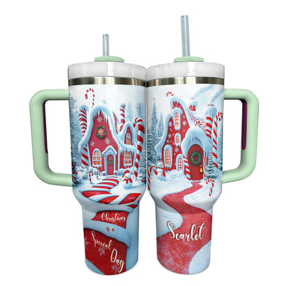 Shineful Tumbler Personalized Candy Cane Cottage