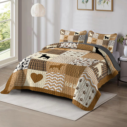 Shineful All Season Quilt 3-Piece Set Labrador Love Patchwork
