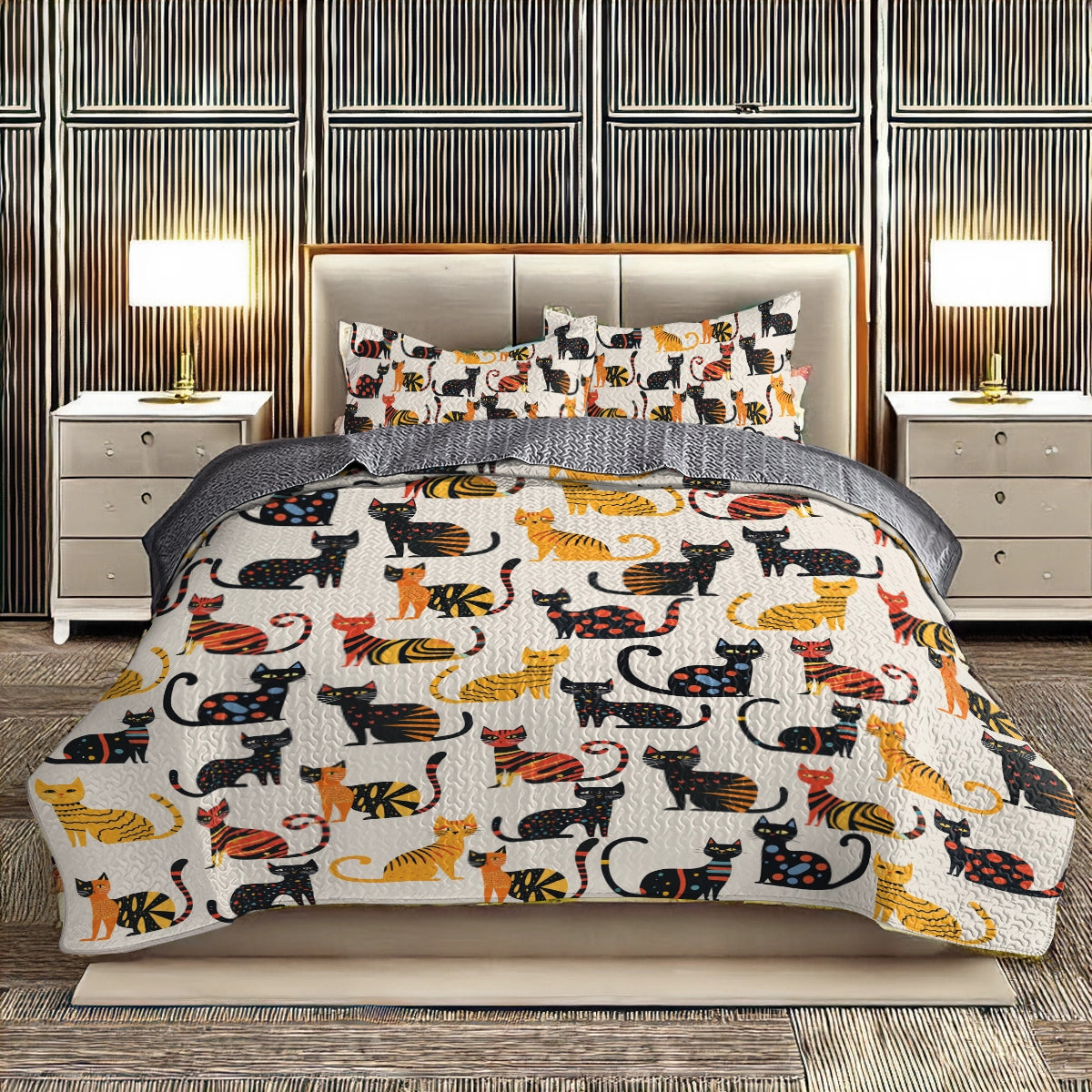 Shineful All Season Quilt 3-Piece Set - Cat-tastic Slumber Party