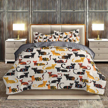 Shineful All Season Quilt 3-Piece Set - Cat-tastic Slumber Party