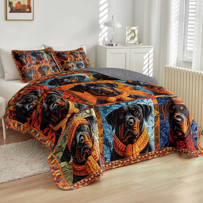 Shineful All Season Quilt 3-Piece Set - Rottweiler Friends