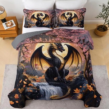 Shineful All Season Quilt 3-Piece Set - Moonlit Majesty Dragon