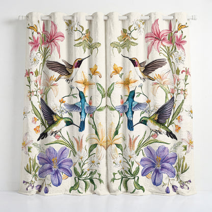 Shineful Quilted Curtain Hummingbird Winged Bloom