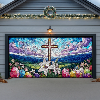 Shineful Garage Door Banner Decoration Resurrection in Full Bloom