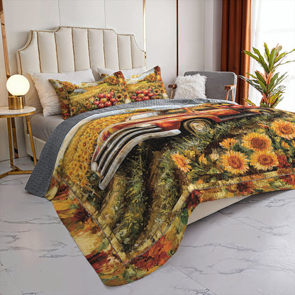Shineful All Season Quilt 3-Piece Set Apple Harvest Truck