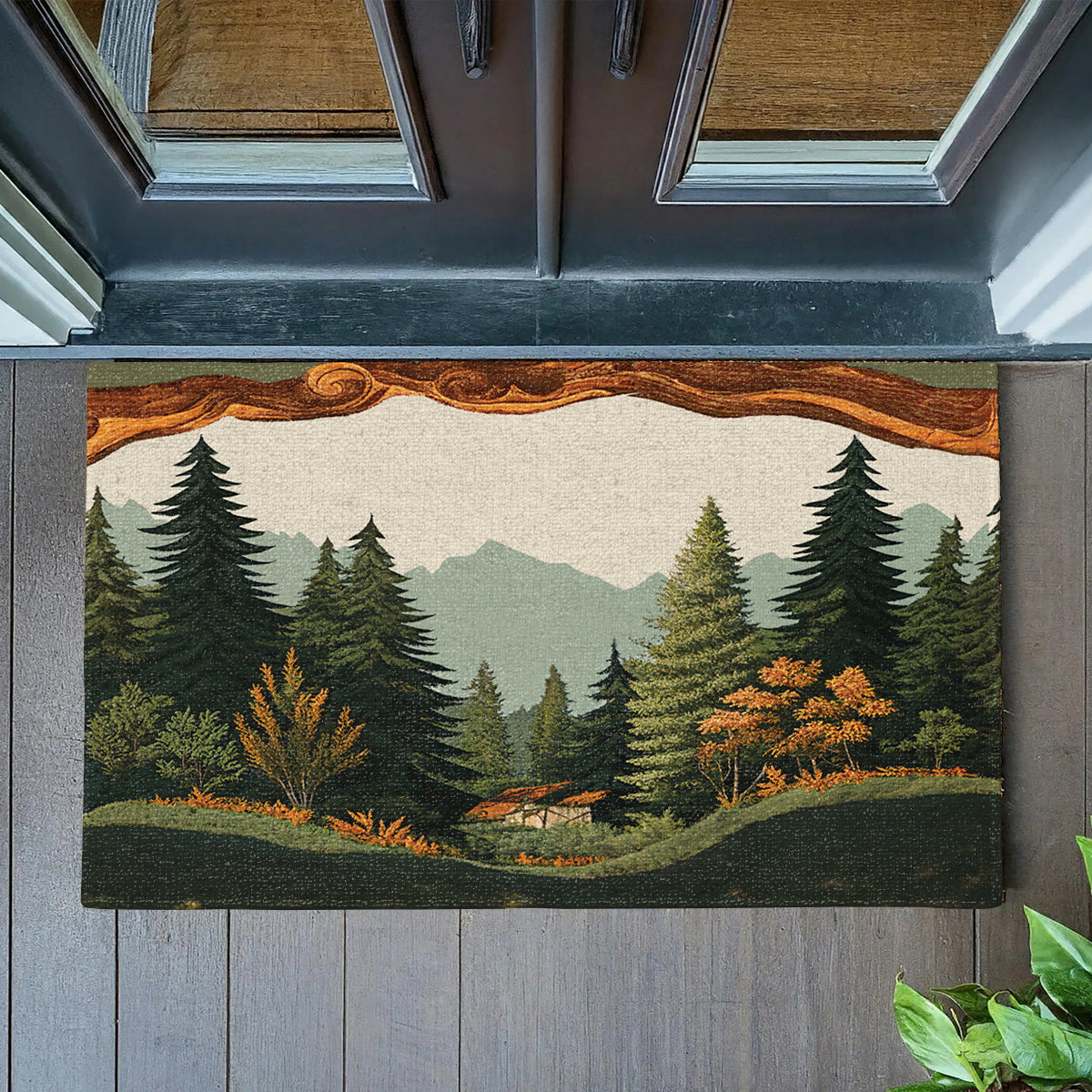 Shineful Forest Cabin Ultra-Thin Non Skid Floor Mat, Kitchen Rugs