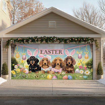Shineful Garage Door Banner Decoration Cute Easter Dachshund