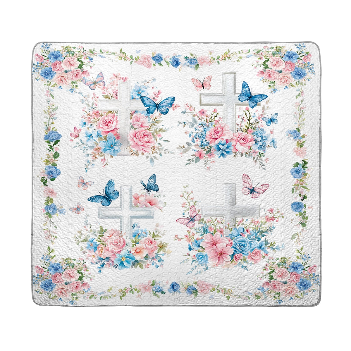 Shineful All Season Quilt 3-Piece Set - God Faith Flower Butterfly