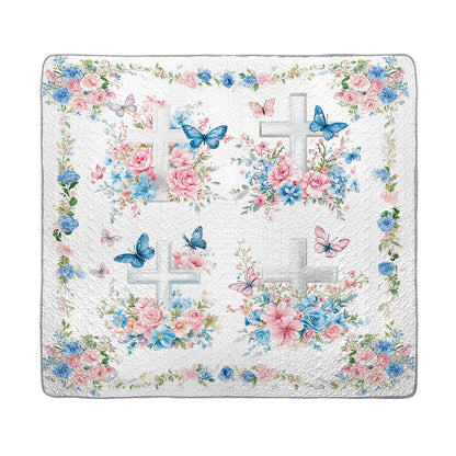 Shineful All Season Quilt 3-Piece Set - God Faith Flower Butterfly