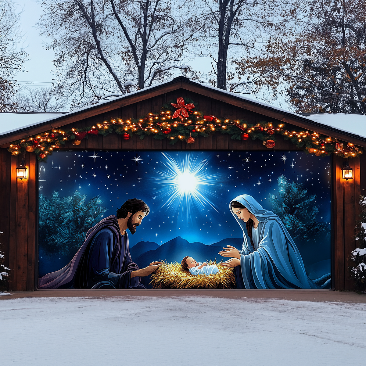 Shineful Garage Door Banner Decoration - Divine Birth