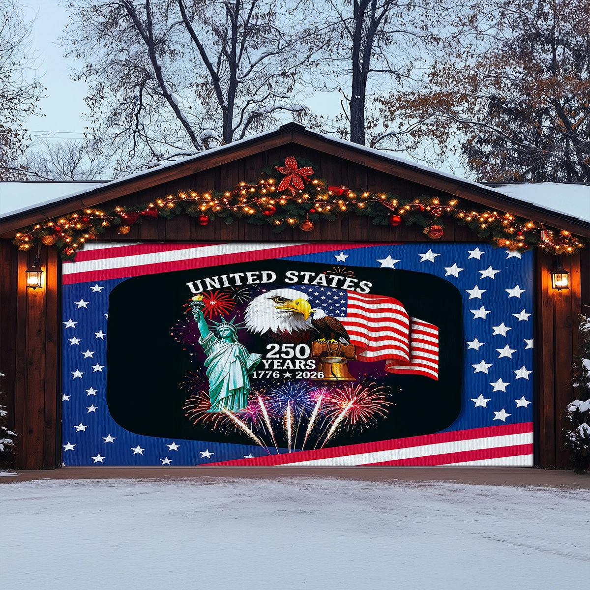Shineful Garage Door Banner Decoration Let Freedom Rise United States