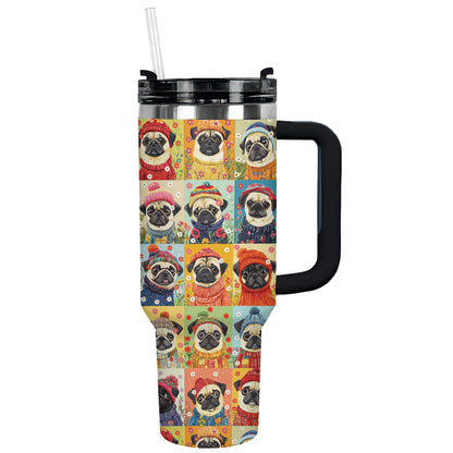 Shineful Tumbler Floral Pug In Sweater