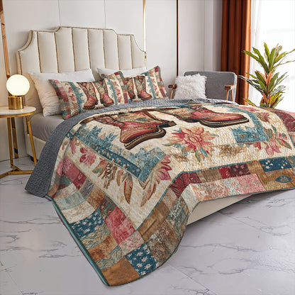 Shineful All Season Quilt 3-Piece Set Western Cowboy Boots