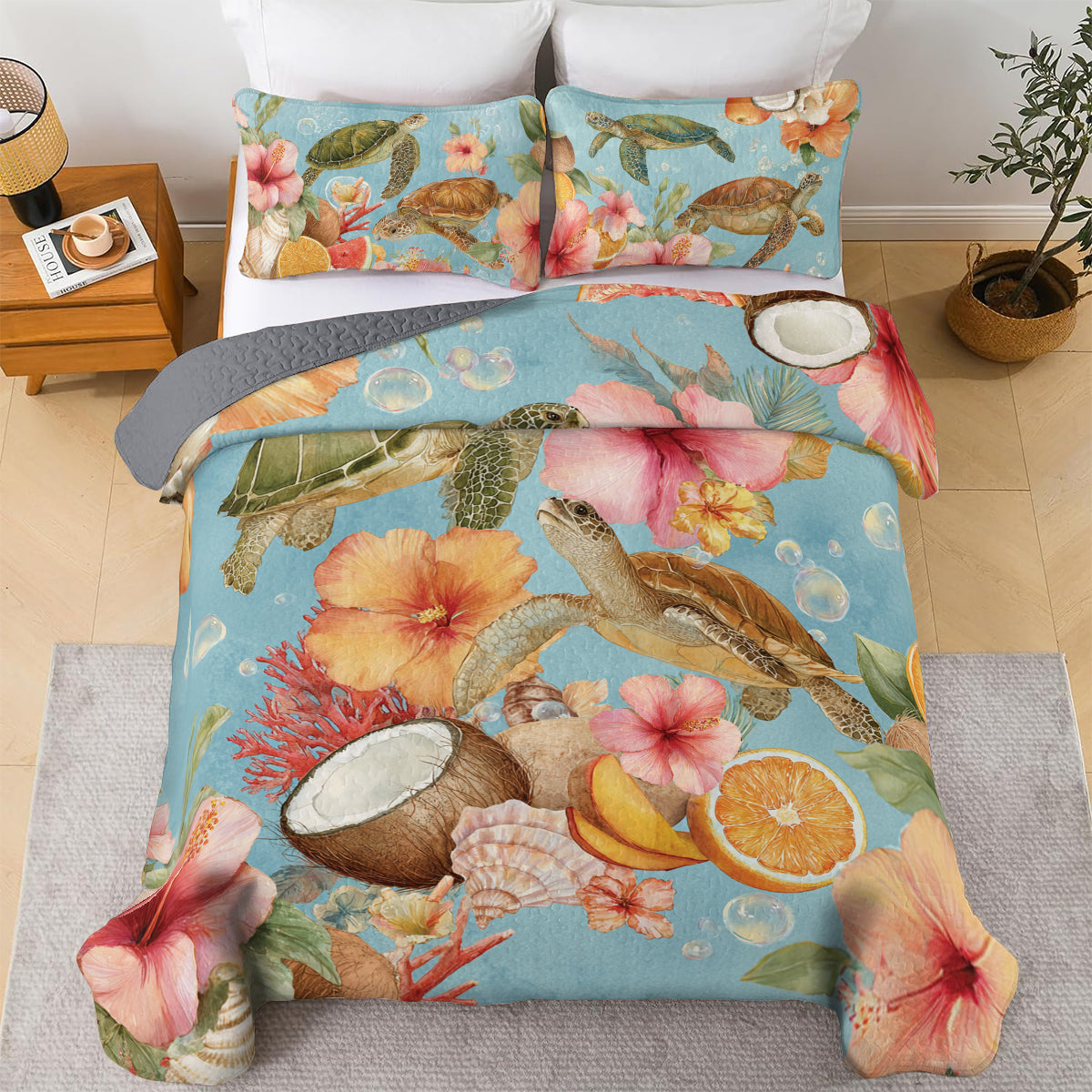 Shineful All Season Quilt 3-Piece Set Coastal Bloom