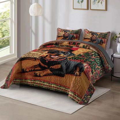 Shineful All Season Quilt 3-Piece Set - Rottweiler's Christmas Cheer