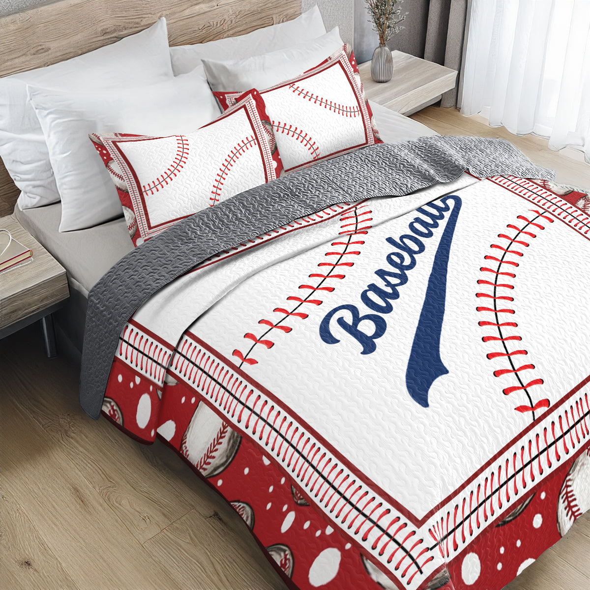 Shineful All Season Quilt 3-Piece Set - Home Run Baseball
