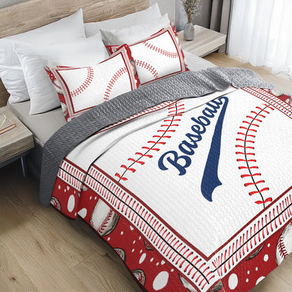 Shineful All Season Quilt 3-Piece Set - Home Run Baseball