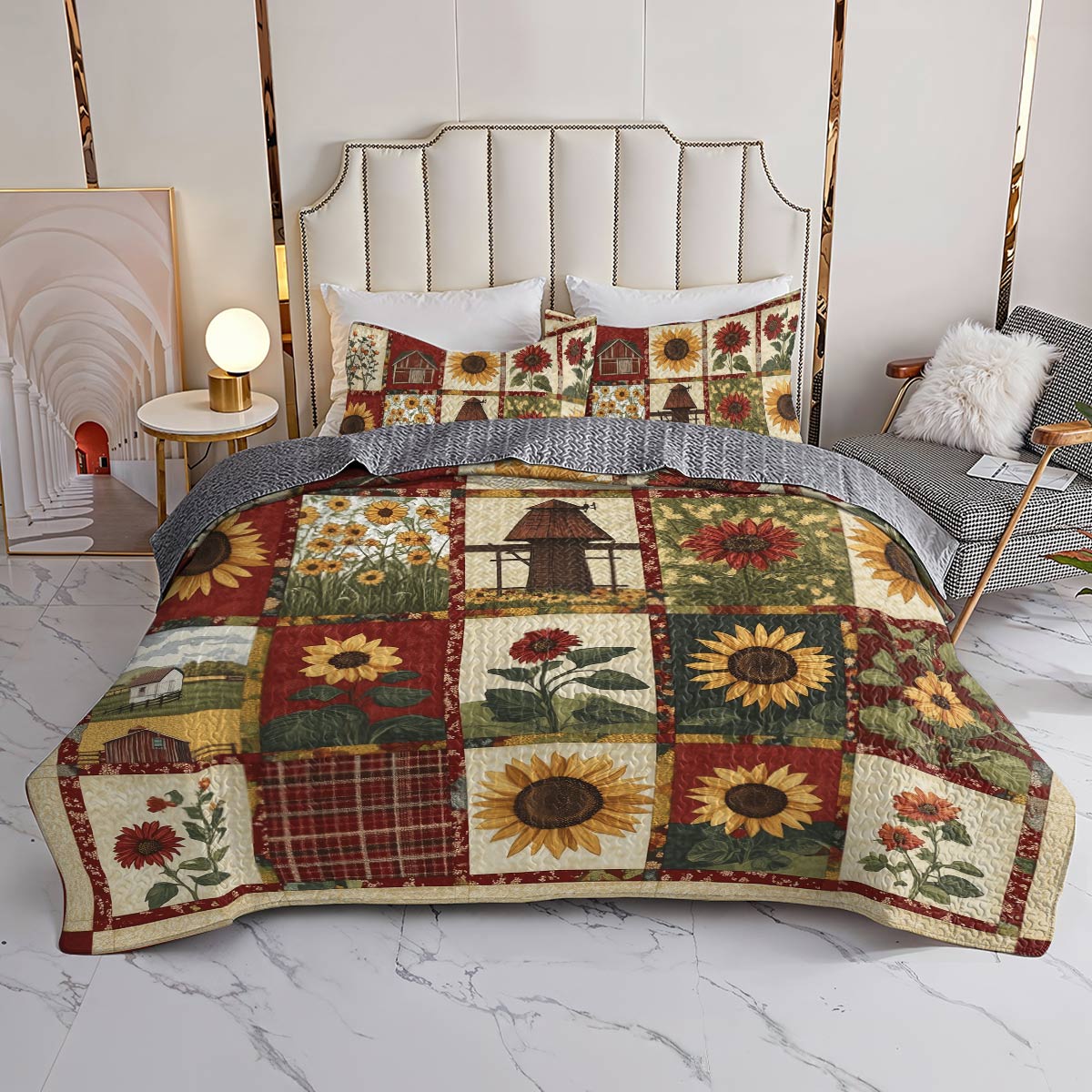 Shineful All Season Quilt 3-Piece Set - Sunflower Rustic Farm