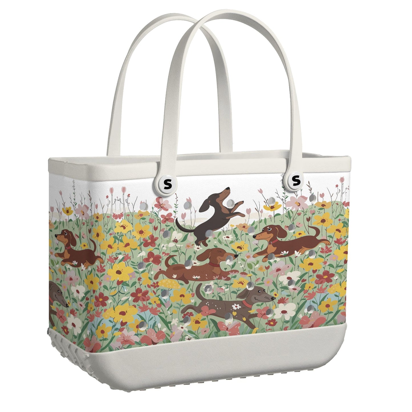 Shineful Beach Bag Dachshund In Flower Garden