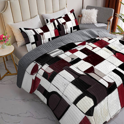 Shineful All Season Quilt 3-Piece Set Vivid Wine