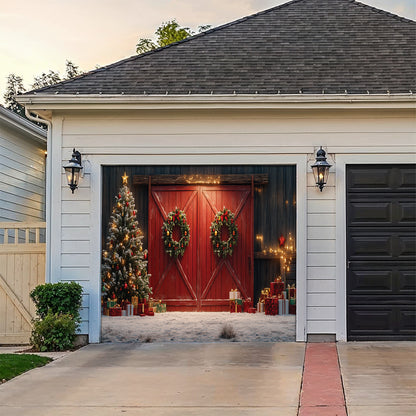 Shineful Garage Door Banner Decoration Christmas Red Barn
