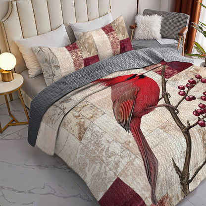 Shineful All Season Quilt 3-Piece Set Cardinal Serenity