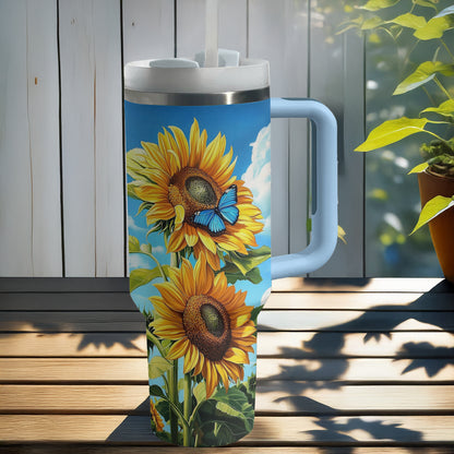 Shineful Tumbler Blue Butterfly Sunflower
