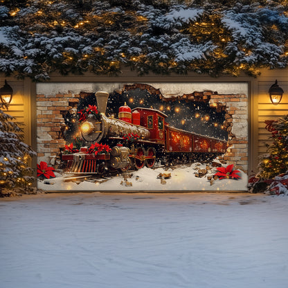 Shineful Garage Door Banner Decoration Holiday Train Burst